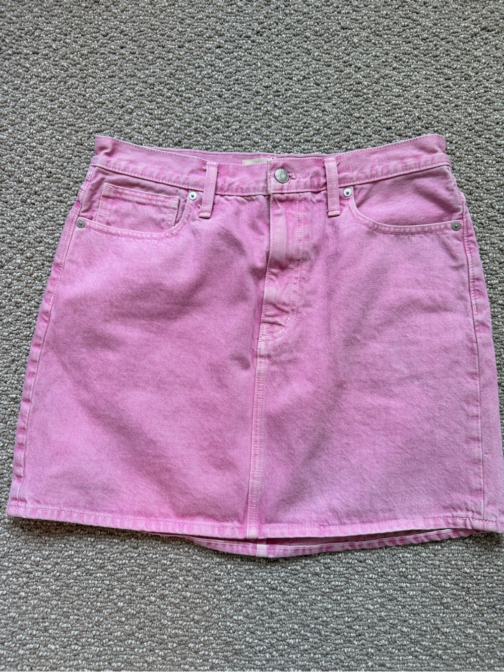 Madewell Women’s Size 30 Pink Denim Jean Skirt 100% Cotton Mini Skirt Barbie